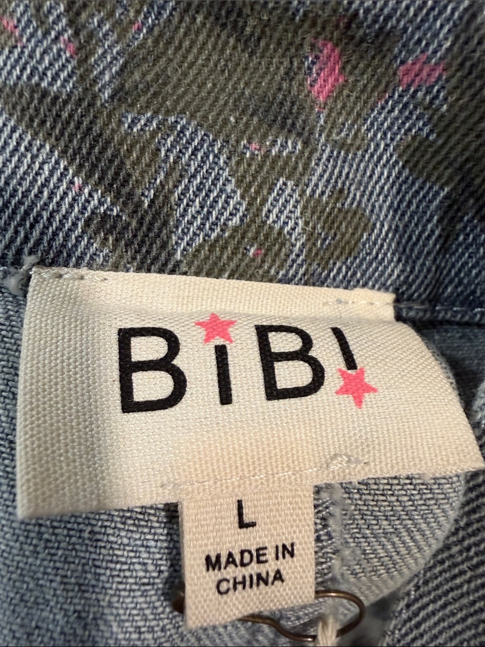NWT BiBi Blue Denim Floral Overalls with Pink Roses - Picture 2 of 4